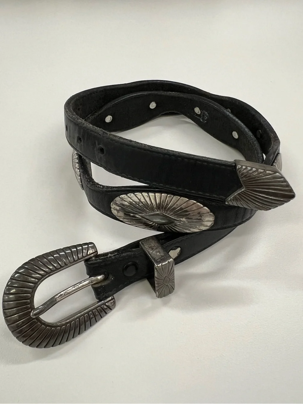 Justin Vintage Leather Concho Belt Size Small